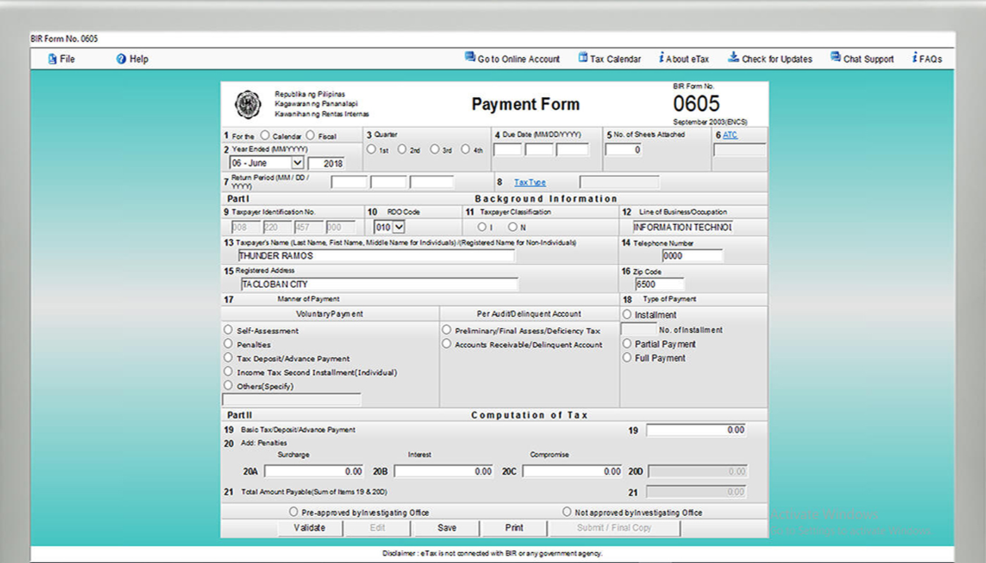 Etax philippine tax software